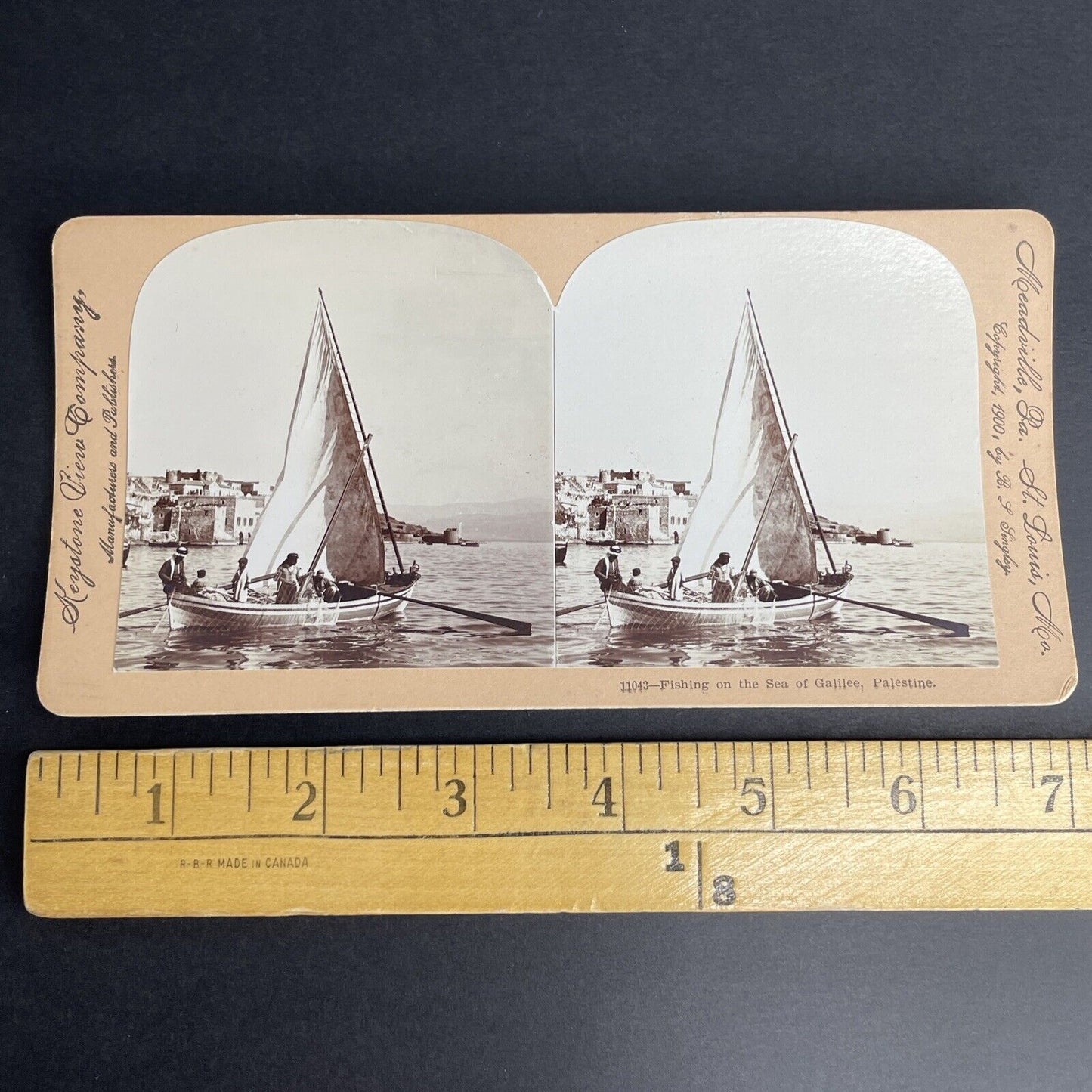 Antique 1900 Palestinian Fisherman Sea Of Galilee Stereoview Photo Card P948