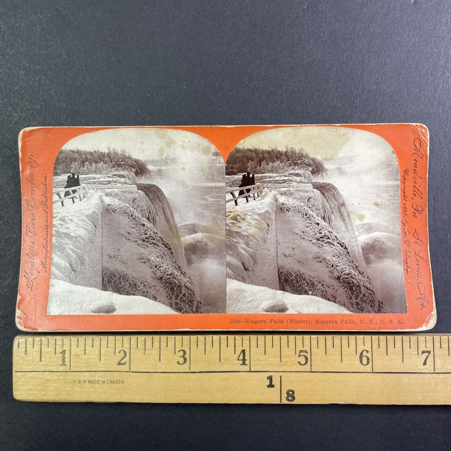 Frozen Niagara Falls New York Side Stereoview B.L. Singley Antique c1899 Y1443