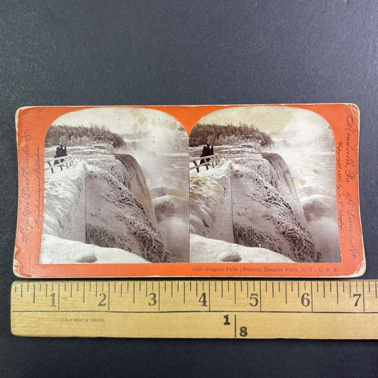 Frozen Niagara Falls New York Side Stereoview B.L. Singley Antique c1899 Y1443