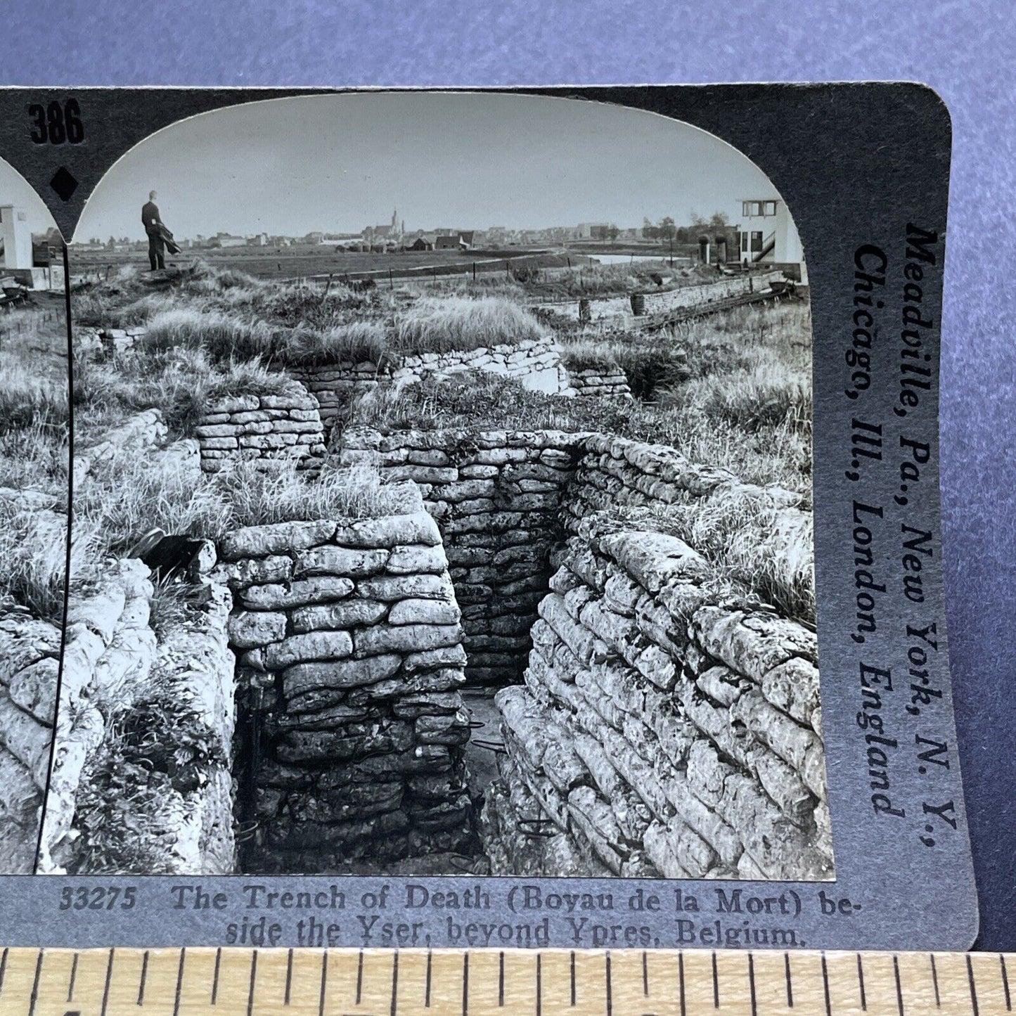 Antique 1920s The Trench Of Death Ypres Belgium Stereoview Photo Card V2932