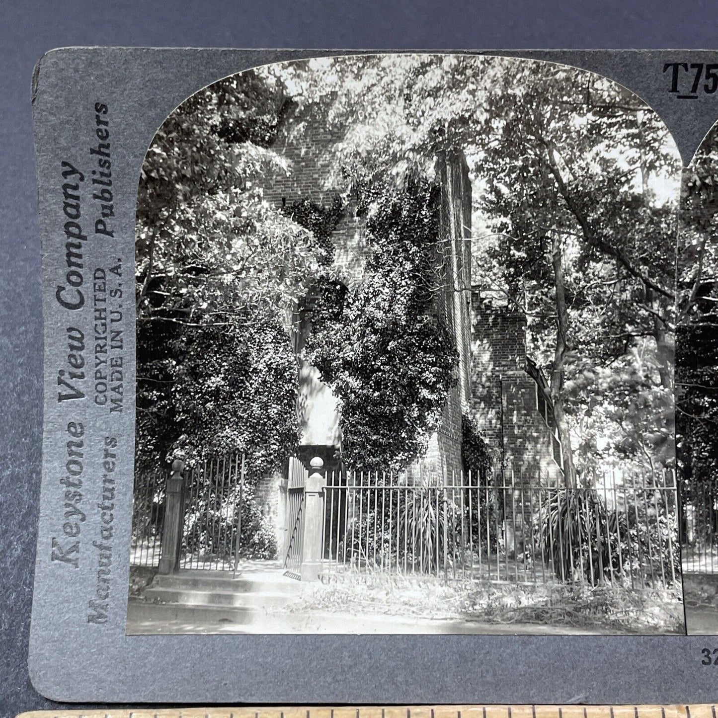 Antique 1910s Old Colonial Church Jamestown Virginia Stereoview Photo Card V2189