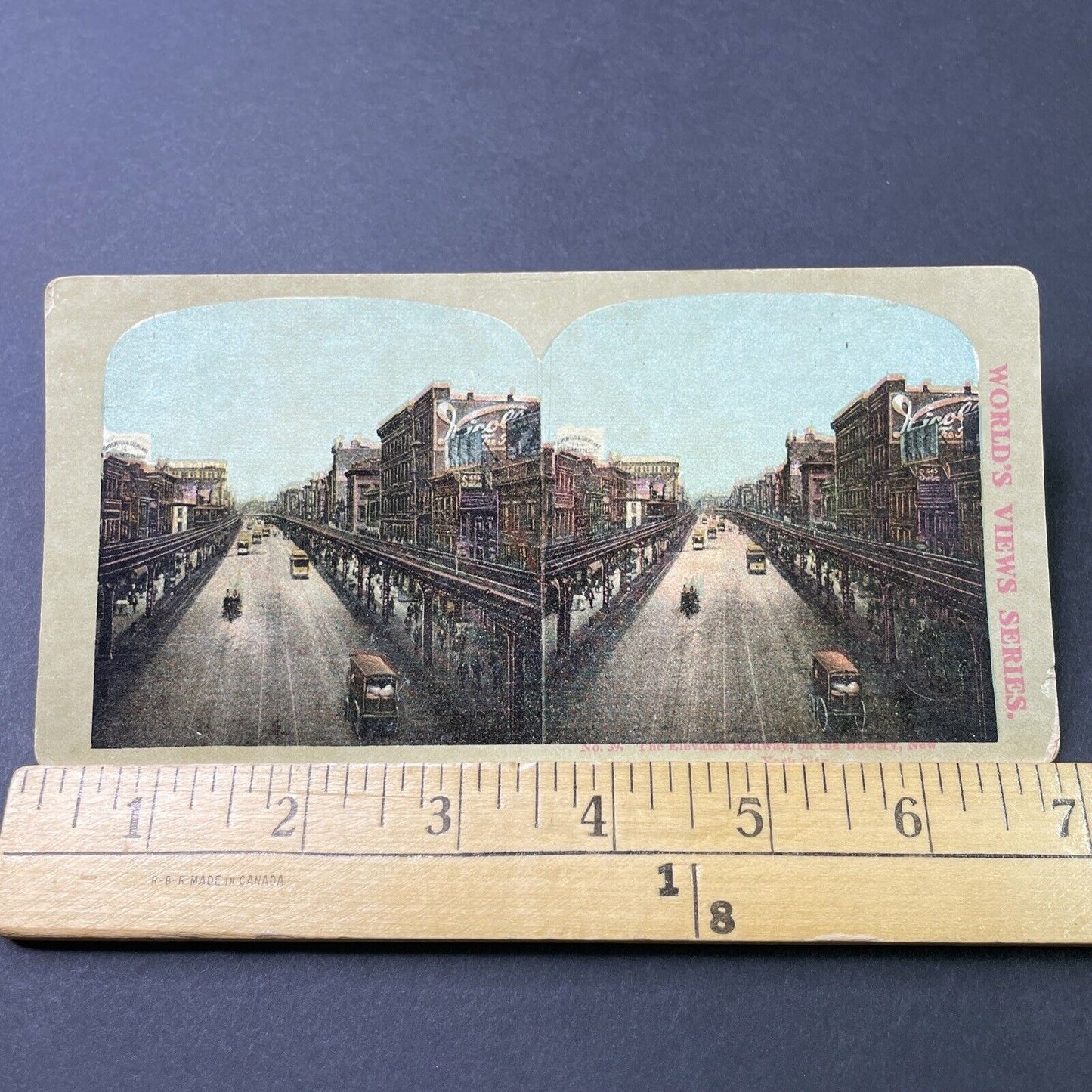 Antique 1890s Elevated Railway Manhattan New York Stereoview Photo Card P3098