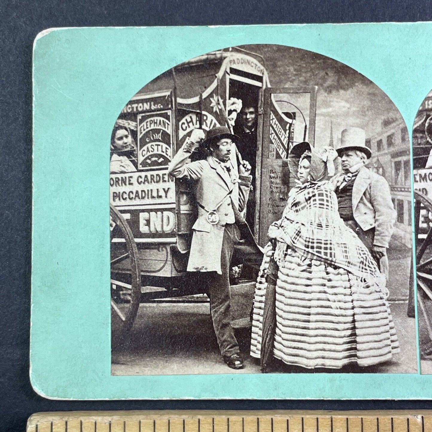 African American Stage Coach Driver Stereoview London UK Antique c1855 X3656