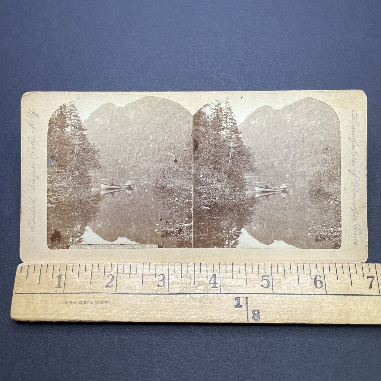 Antique 1870s Profile Lake New Hampshire Stereoview Photo Card V1749