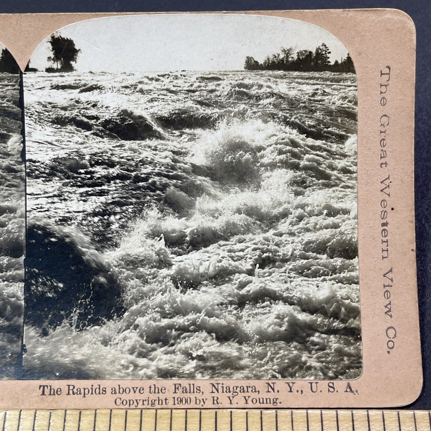 Antique 1900 Niagara Falls Upper River Rapids Stereoview Photo Card V2030