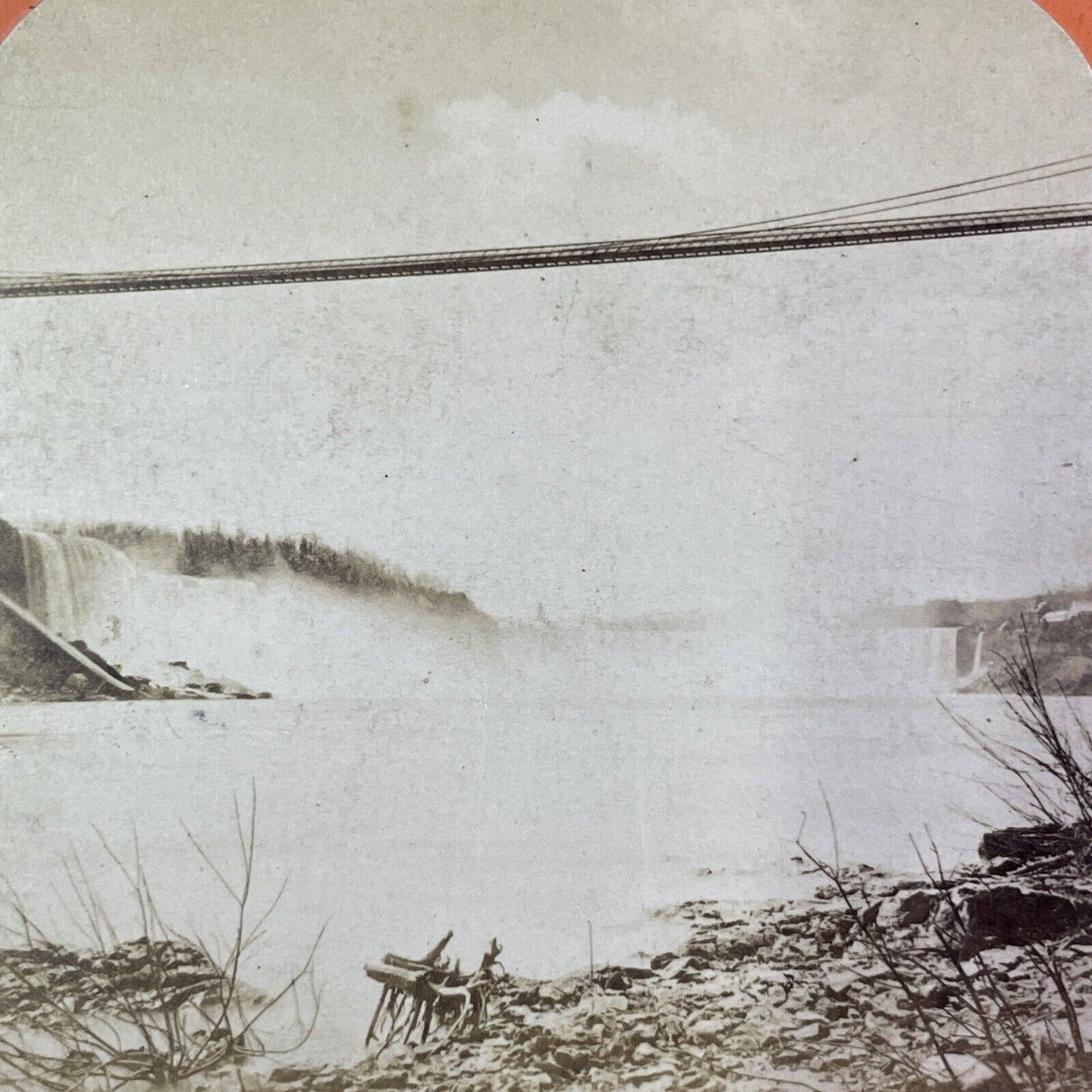 Niagara Falls from Bottom of Gorge Stereoview George Curtis Antique c1870s Y2767