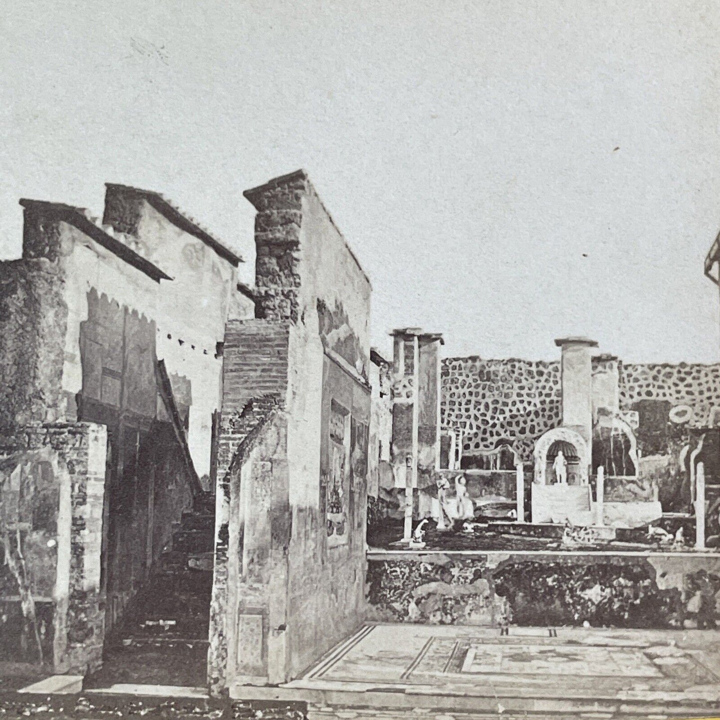 Pompeii Italy City Ruins Stereoview att M. Amodio Salt Print Antique c1860s Y111