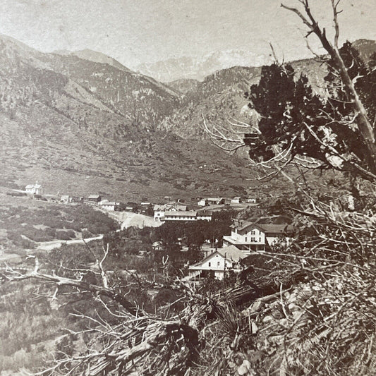 Antique 1877 Manitou & Pike's Peak Colorado Stereoview Photo Card V2123