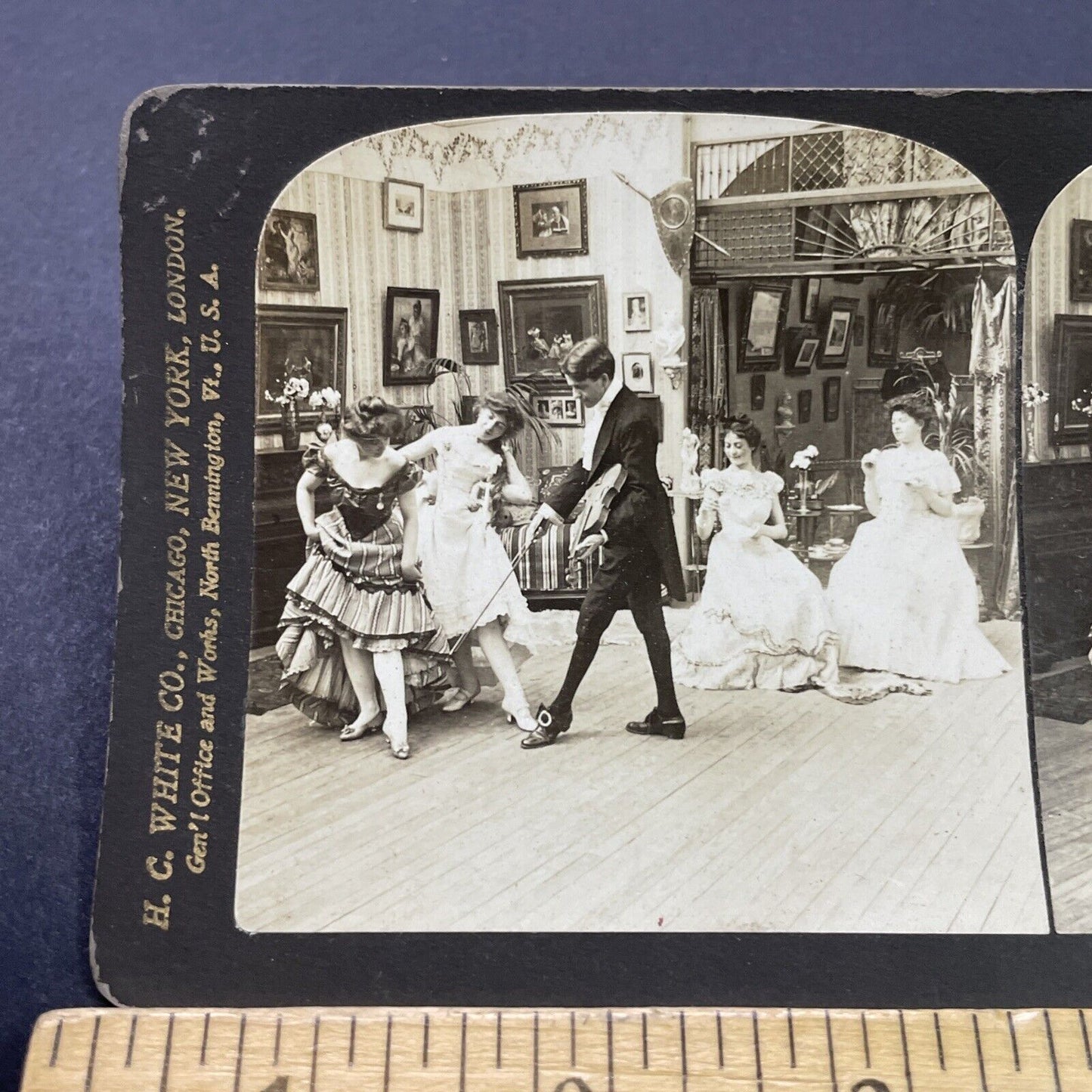 Antique 1901 Teaching Women The French Dance Stereoview Photo Card P2655