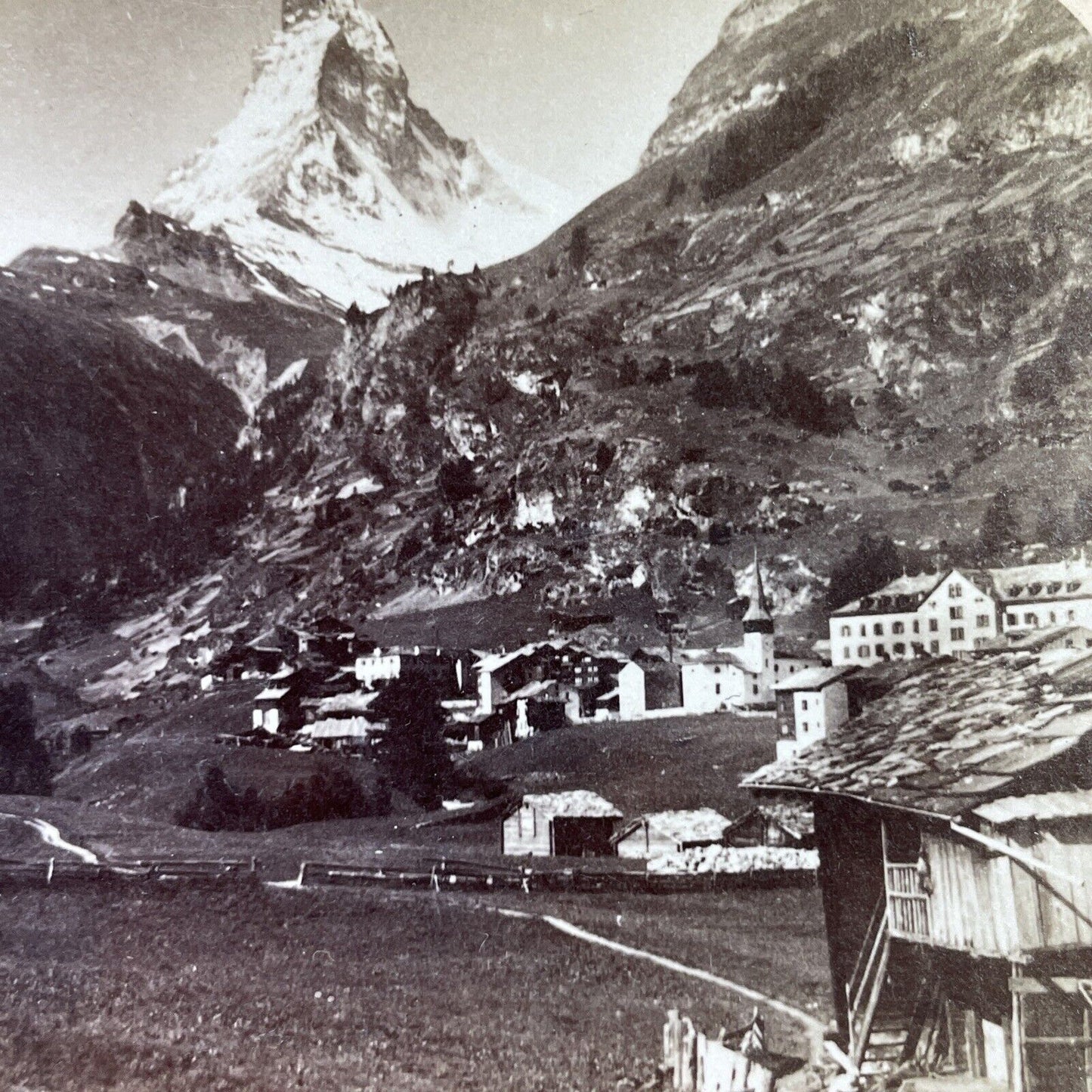 Antique 1890s Zermatt Matterhorn Switzerland Stereoview Photo Card P3900