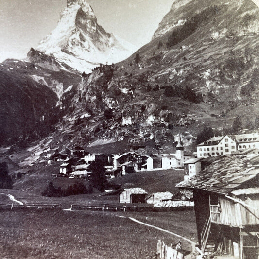 Antique 1890s Zermatt Matterhorn Switzerland Stereoview Photo Card P3900