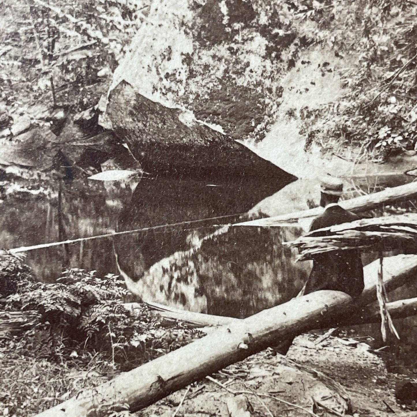 Antique 1860s JA French At Pulpit Rock Winchester NH Stereoview Photo Card V2127