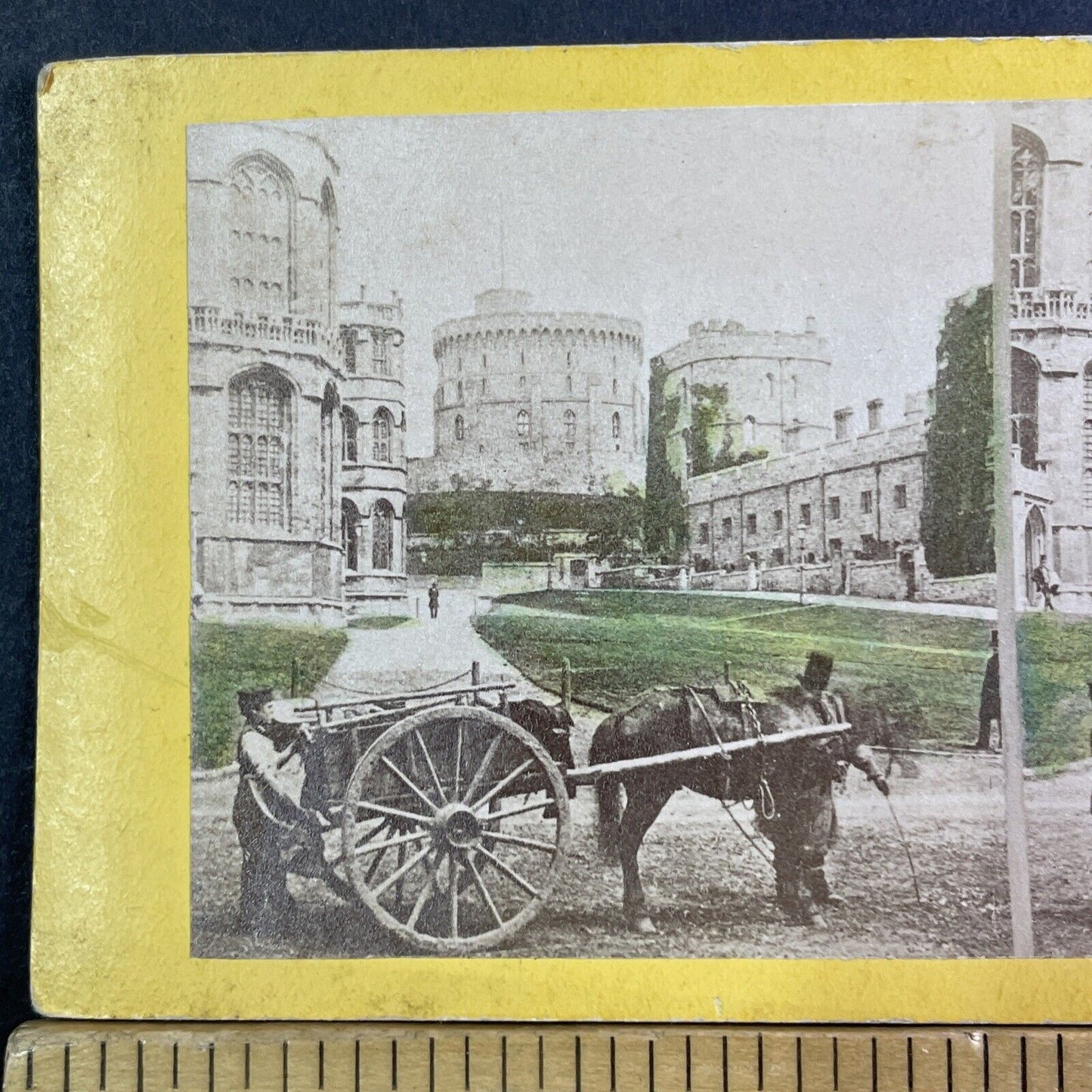 Boy Picking Garbage & Manure Windsor Castle UK Stereoview Antique c1870 X3558