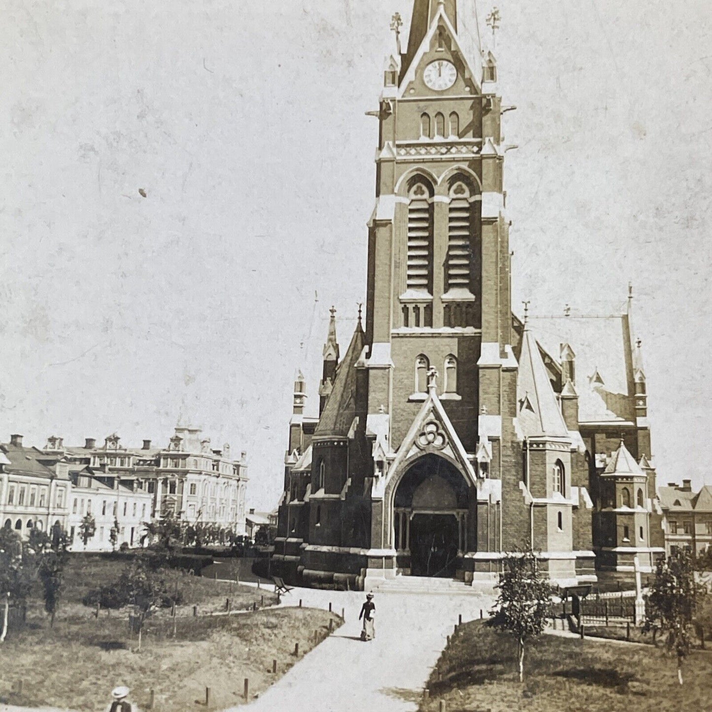 Lulea Cathedral Church Sweden Stereoview Antique c1901 Y2182