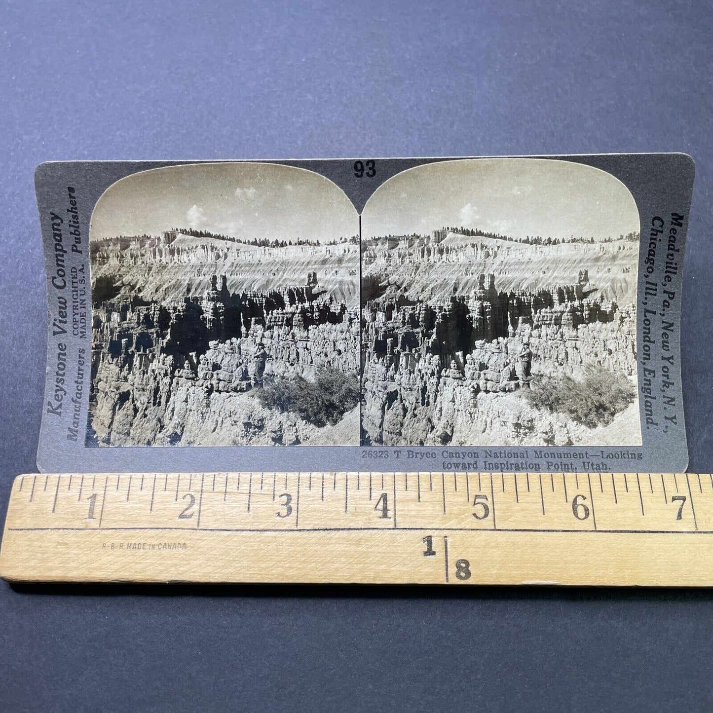 Antique 1910s Bryce Canyon Inspiration Point Utah Stereoview Photo Card P2764