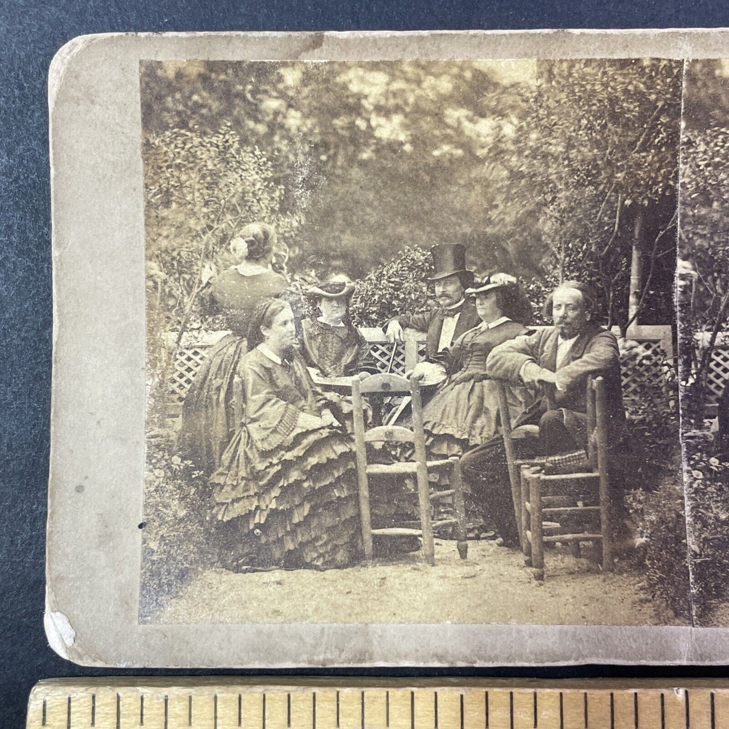 Charles Marville Self-Portrait in Garden Stereoview France Antique c1860 Y1789