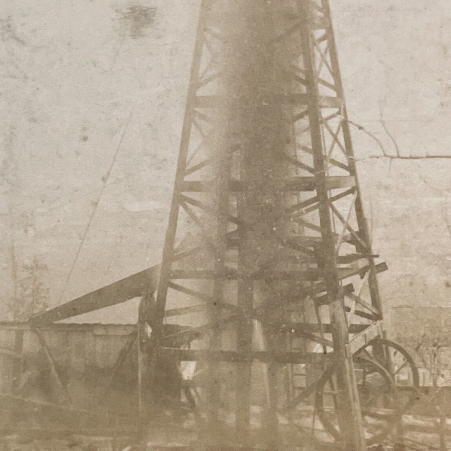 The Edwin Drake Oil Well Stereoview Titusville PA Photo Card Antique 1859 X837