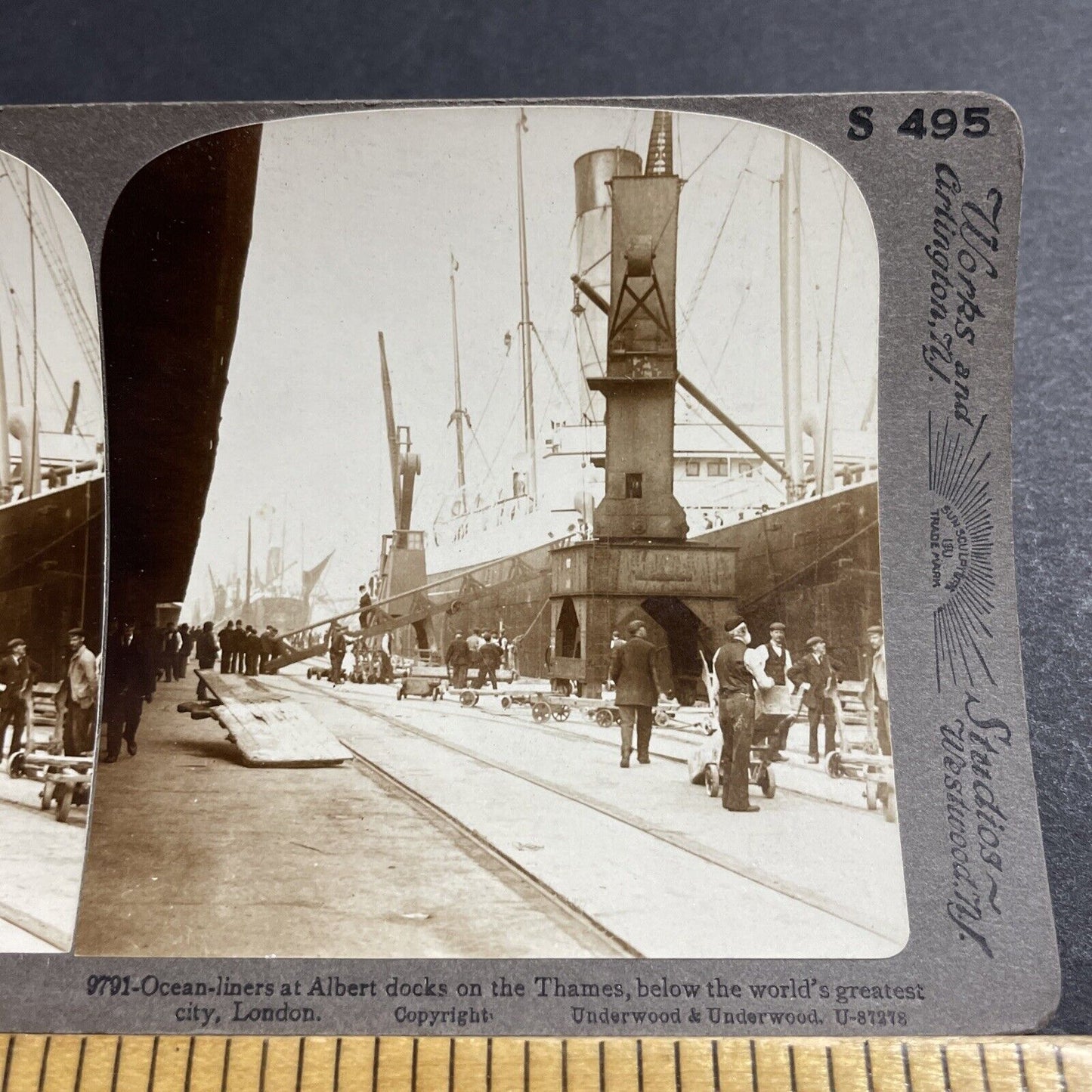 Antique 1903 Large Cruise Ships In London England Stereoview Photo Card P5037