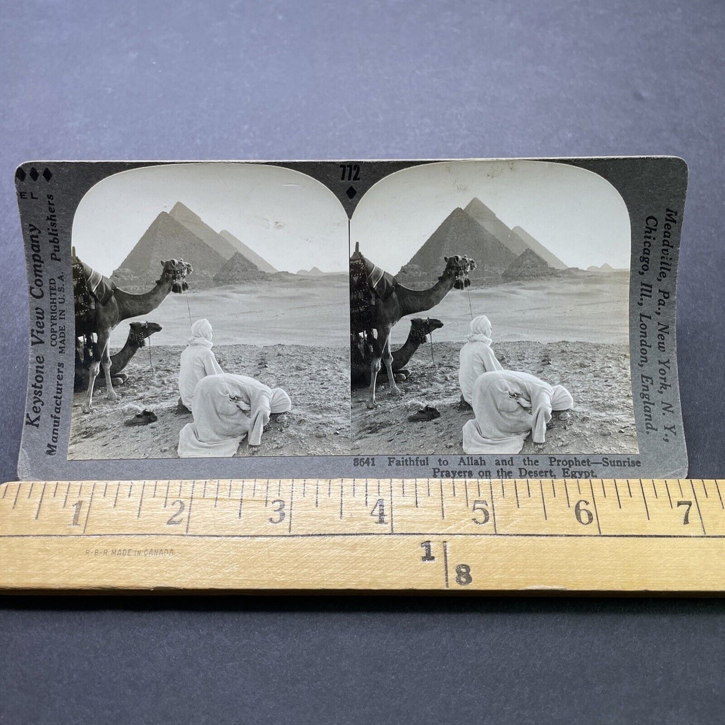 Antique 1920s Egyptians Praying To Allah Cairo Stereoview Photo Card P2462