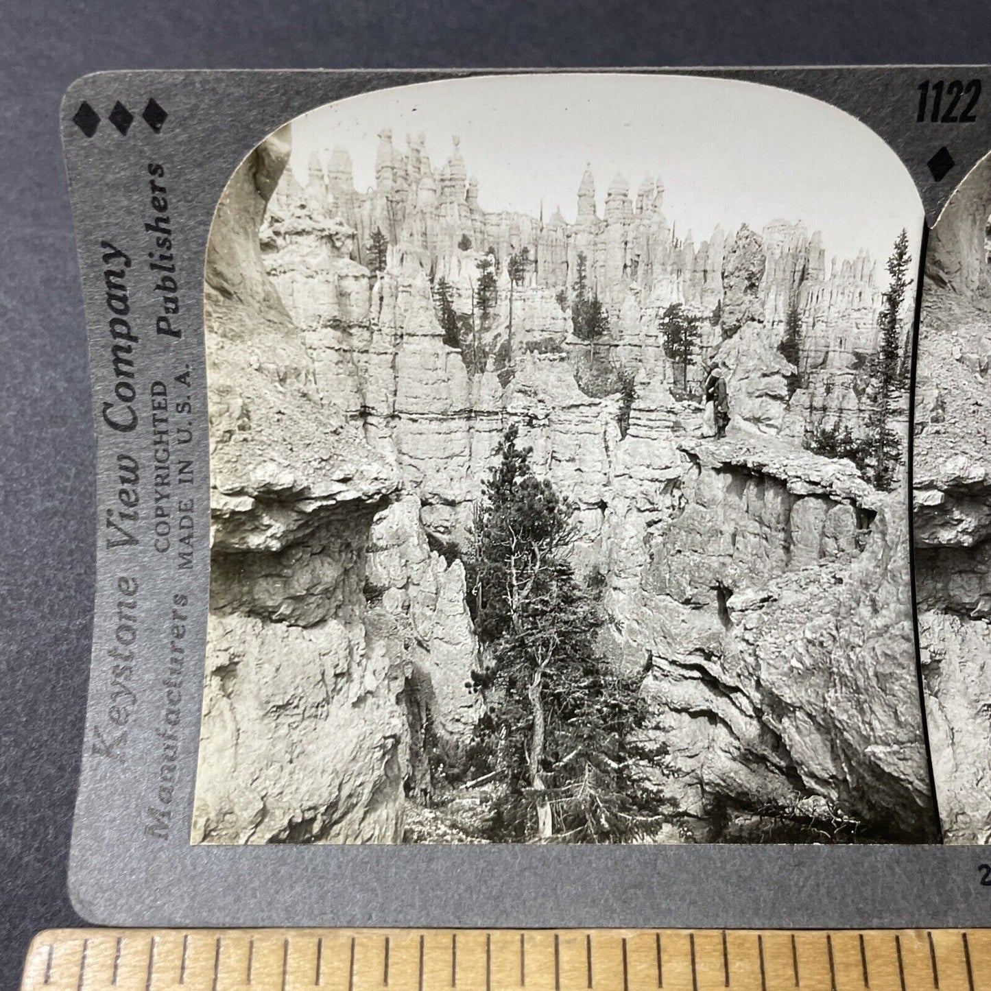 Antique 1910s Peekaboo Canyon Rock Spires Utah Stereoview Photo Card V2807