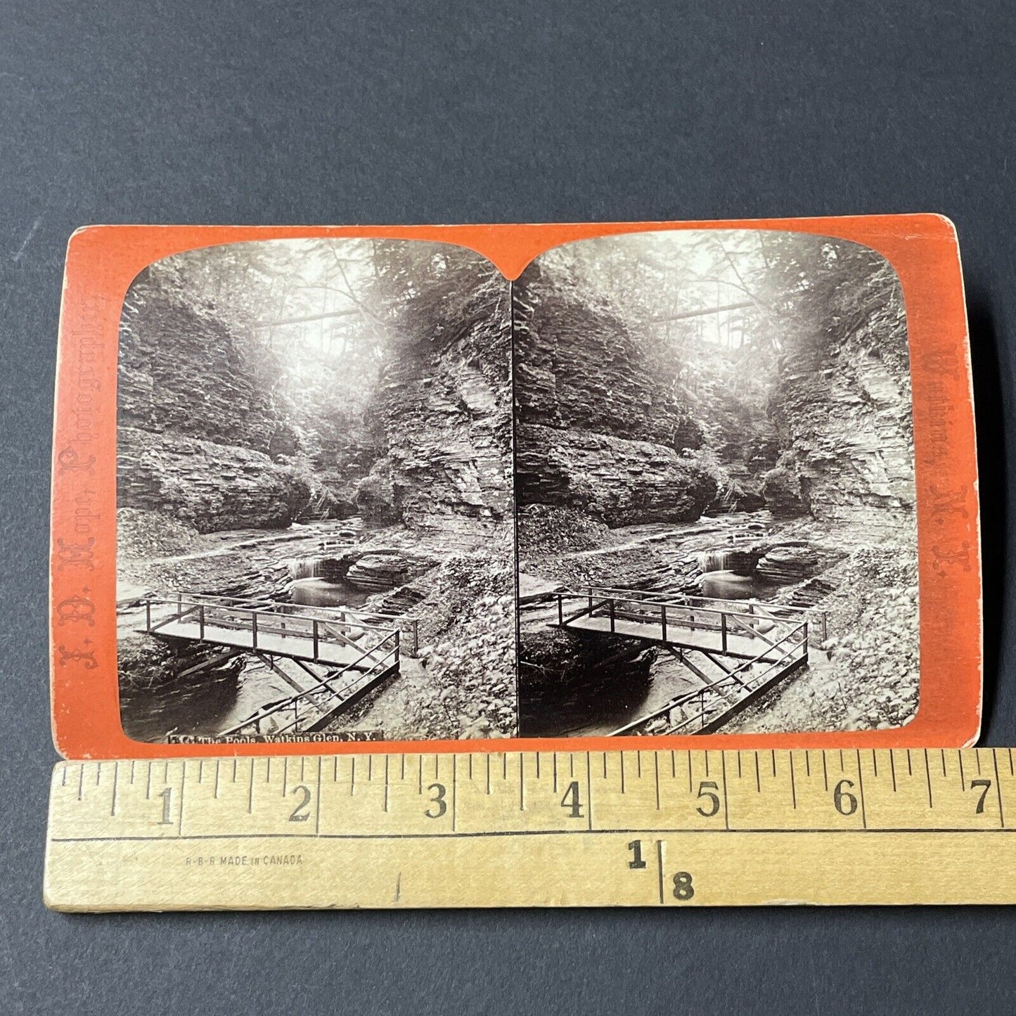 Antique 1860s Watkin's Glen Gorge New York Stereoview Photo Card V1795