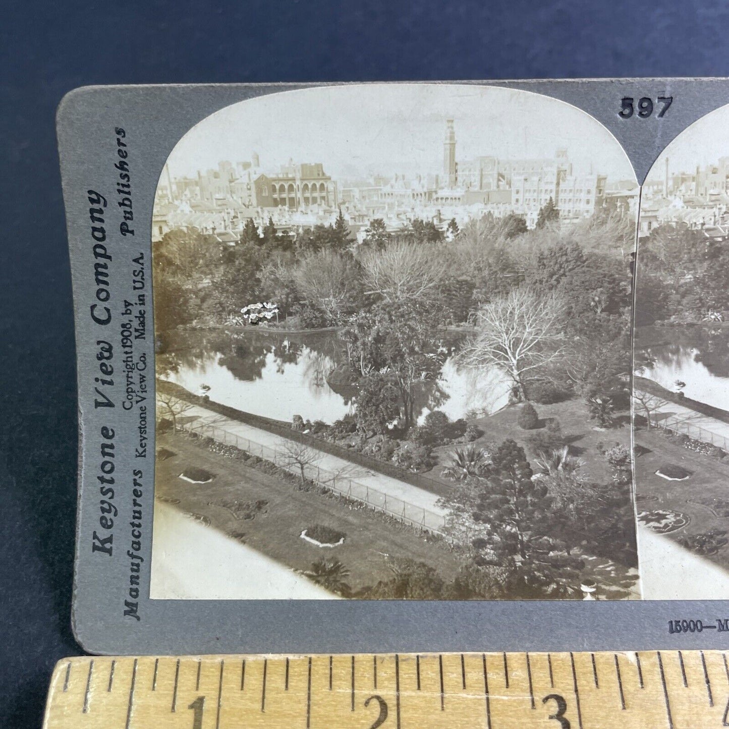 Antique 1908 Melbourne Australia City View Stereoview Photo Card P2139