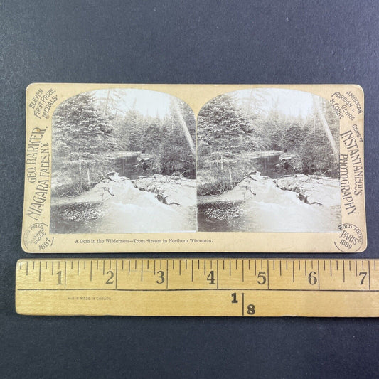 Northern Wisconsin Trout Stream Stereoview George Barker Antique c1889 Y2523