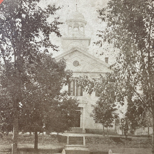 Antique 1860s Georgetown Massachusetts Town Hall Stereoview Photo Card V2116