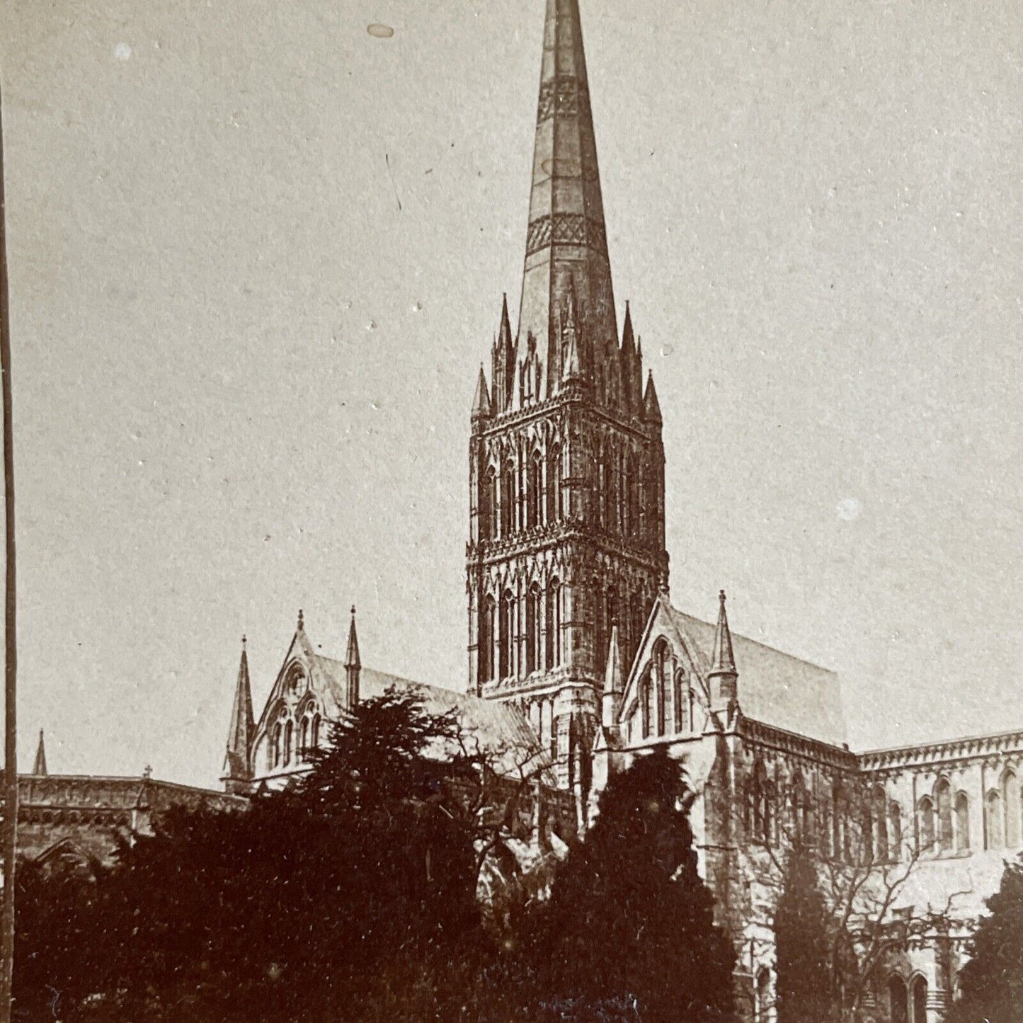 Antique 1880s Salisbury Cathedral England UK Stereoview Photo Card P4382