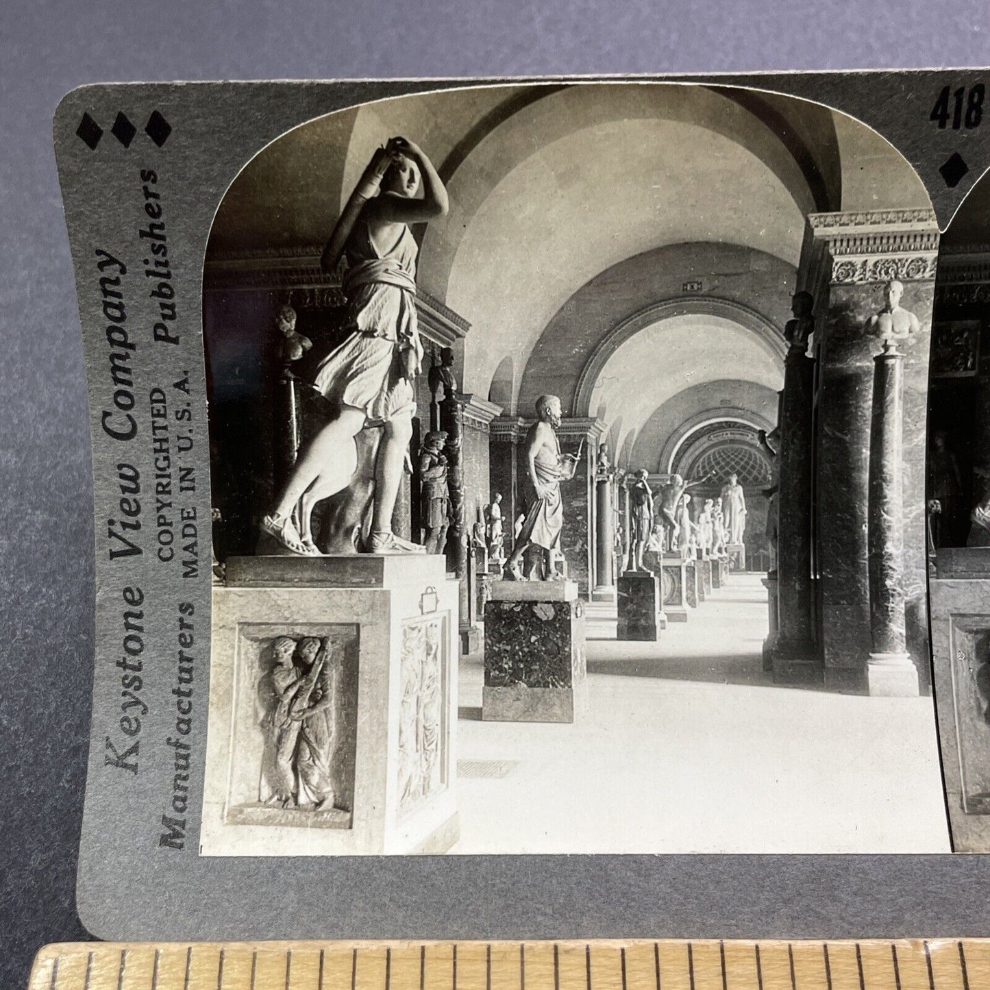 Antique 1920s Sculptures In The Louvre Paris France Stereoview Photo Card V2948