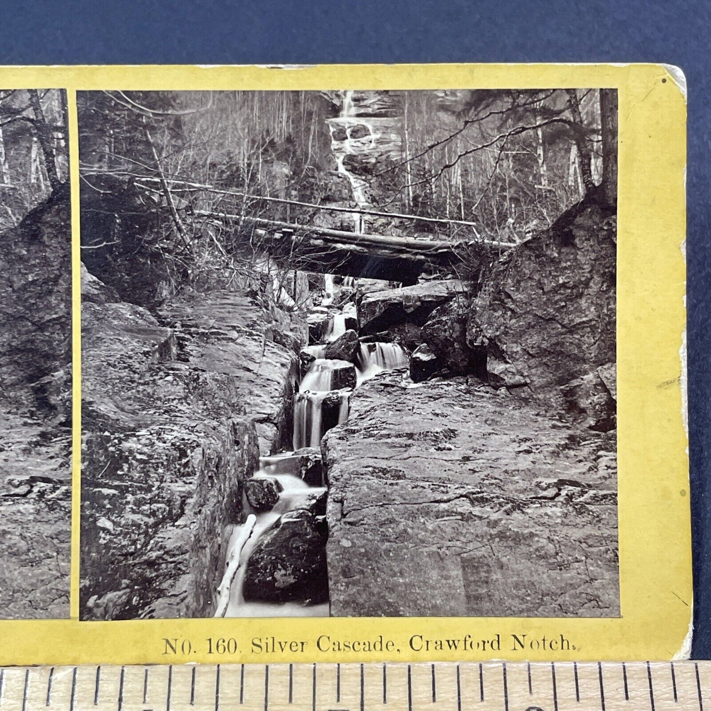 Antique 1870s Silver Cascade Crawford Notch NH Stereoview Photo Card V1913