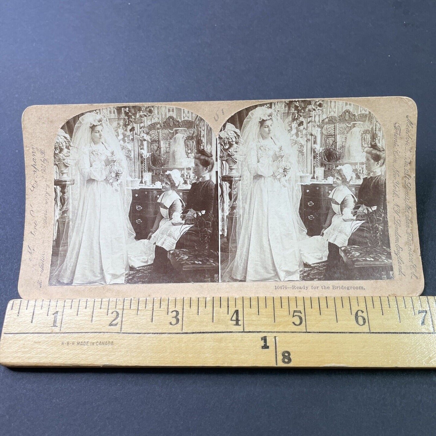 Antique 1901 Bride With Her Two Maid Servants Stereoview Photo Card P2851