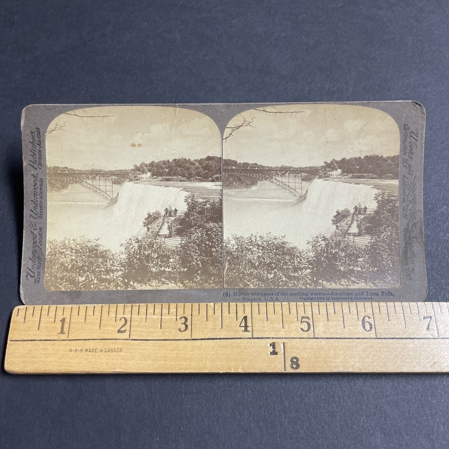 Antique 1903 Niagara Falls From Luna Island NY Stereoview Photo Card P4899