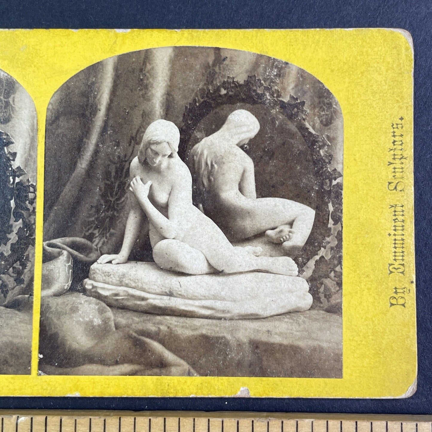 Alabaster Statue Of A Nude Woman Stereoview William England Antique c1870 X3617