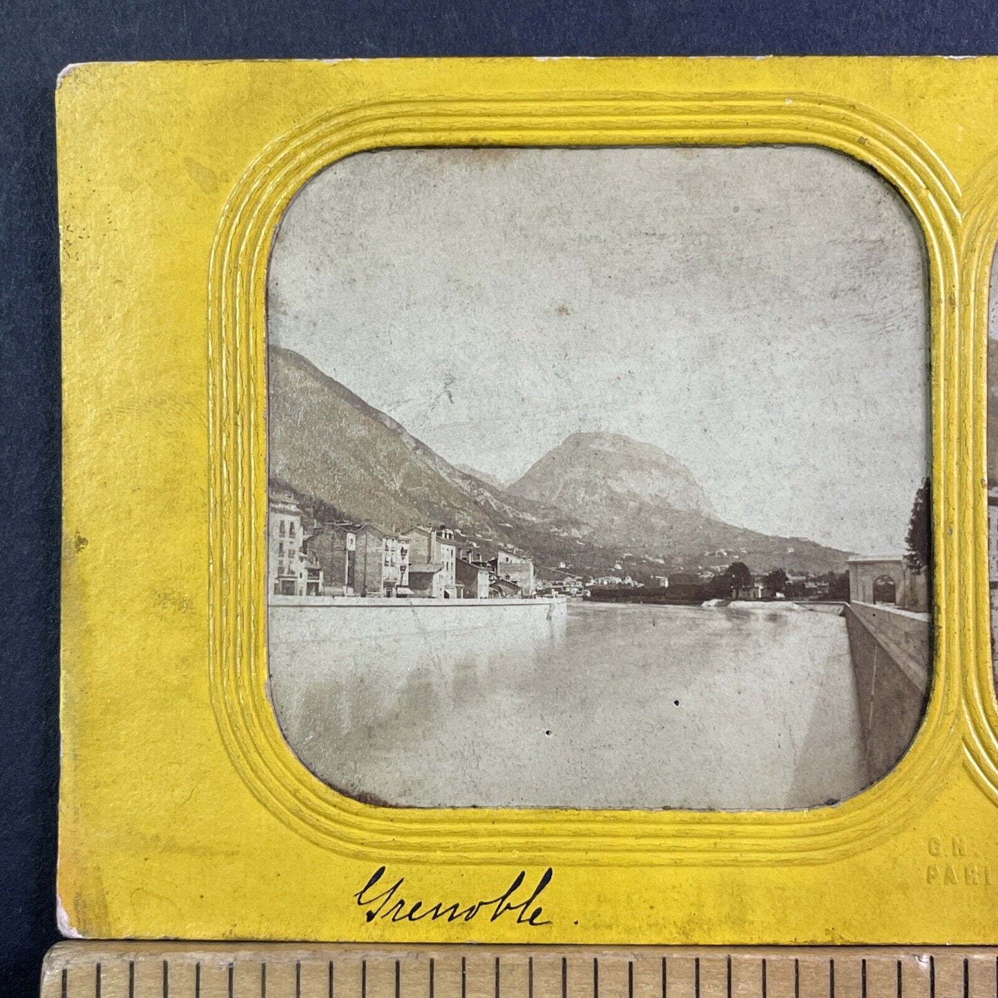 Grenoble France City View Stereoview French Tissue Antique c1860s XT2111