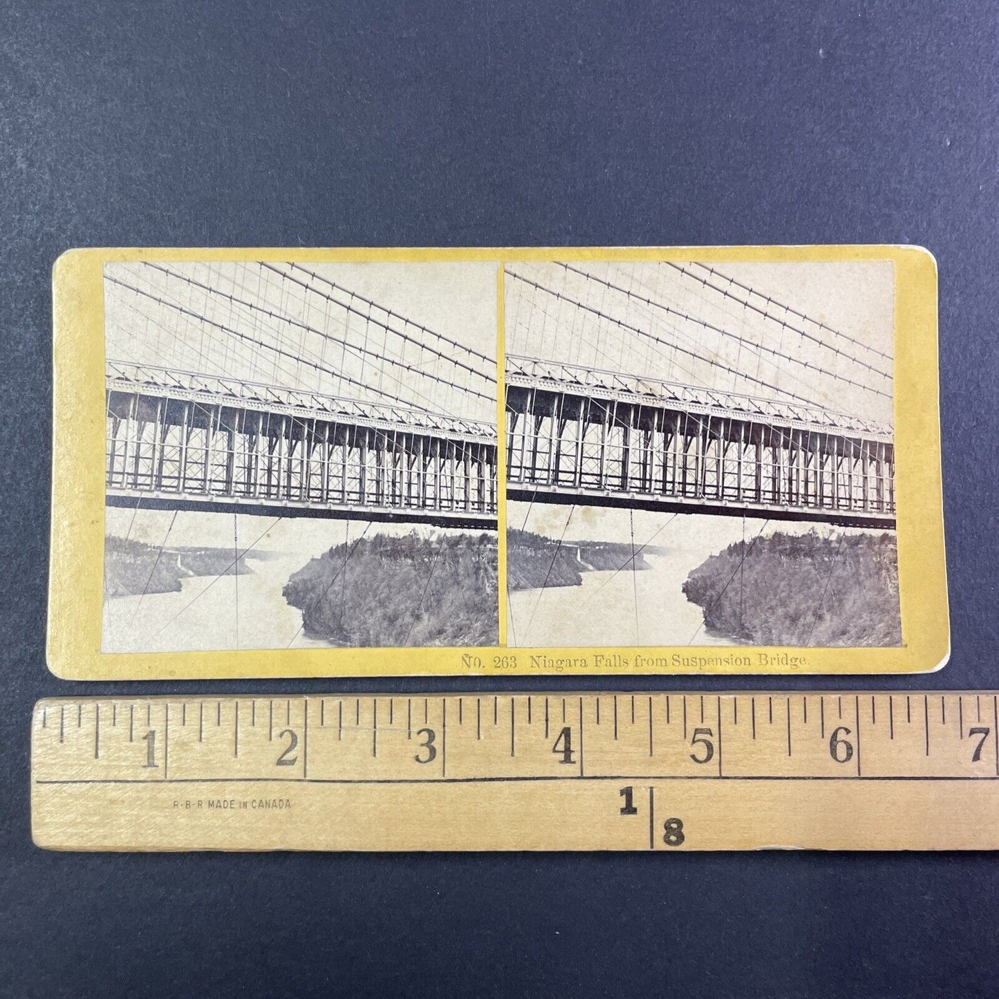 Suspension Bridge Near Lewiston New York Stereoview Antique c1870s Y1875