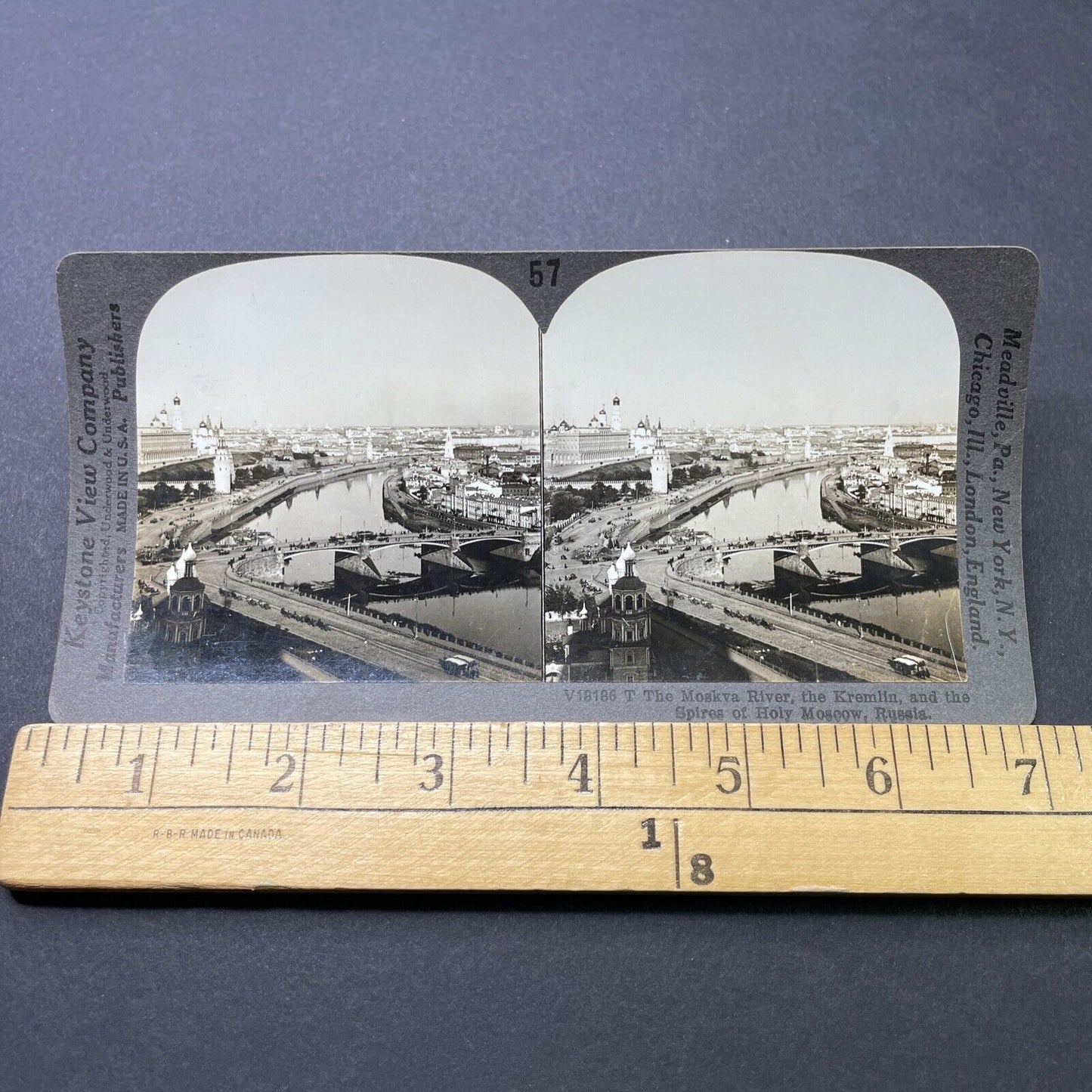 Antique 1918 The Kremlin Moscow Russia City View Stereoview Photo Card P2738