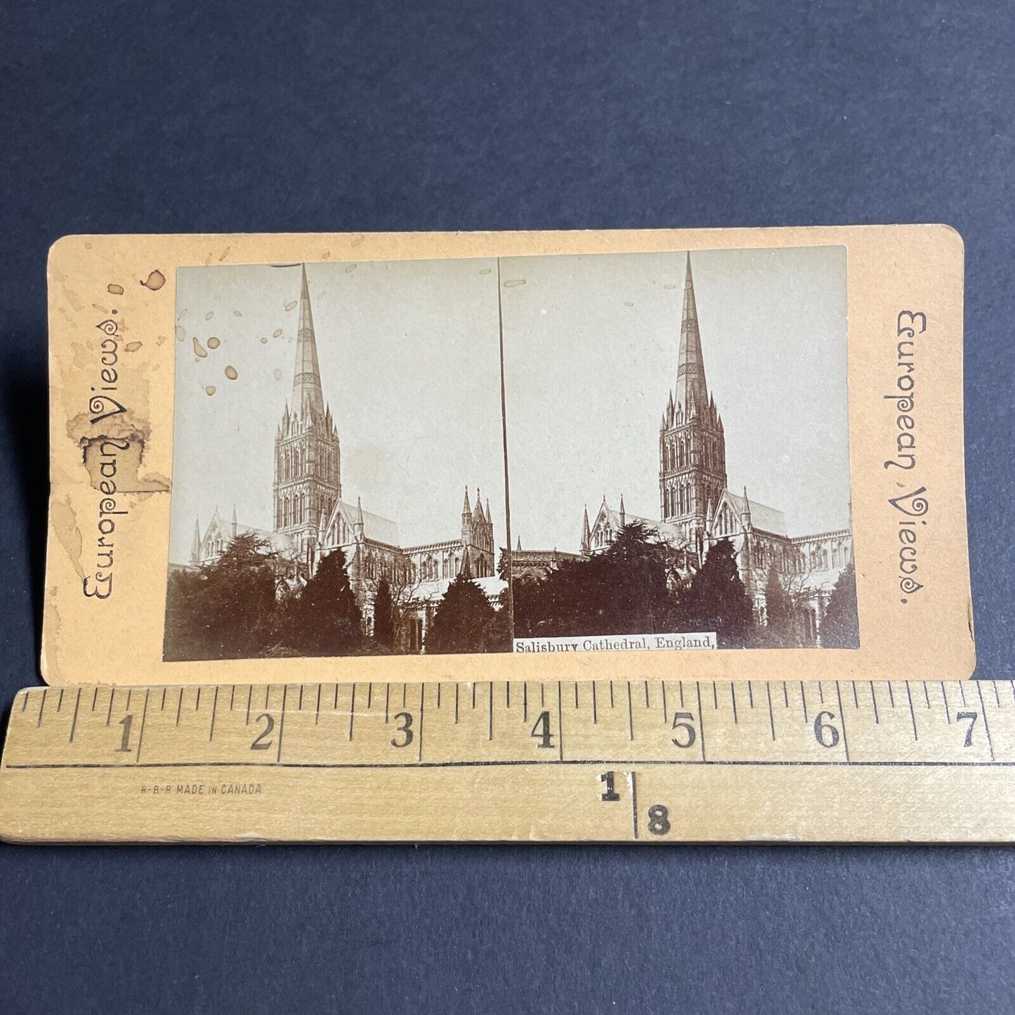 Antique 1880s Salisbury Cathedral England UK Stereoview Photo Card P4382