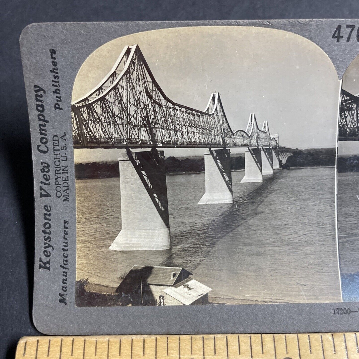 Antique 1910s Great Railroad Bridge Cernavoda Romania Stereoview Photo Card 4616