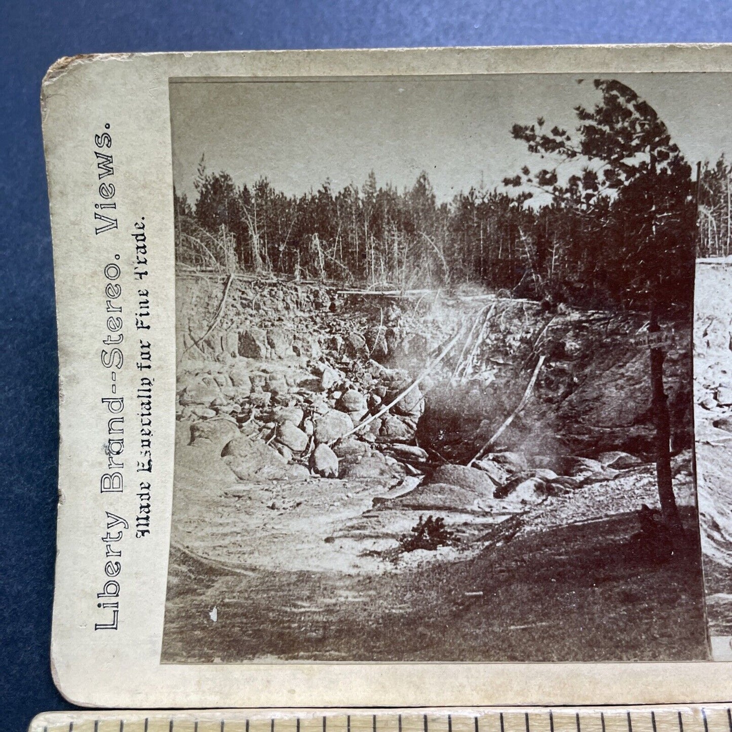 Antique 1880s Damage From Monarch Geyser Eruption Stereoview Photo Card V3407