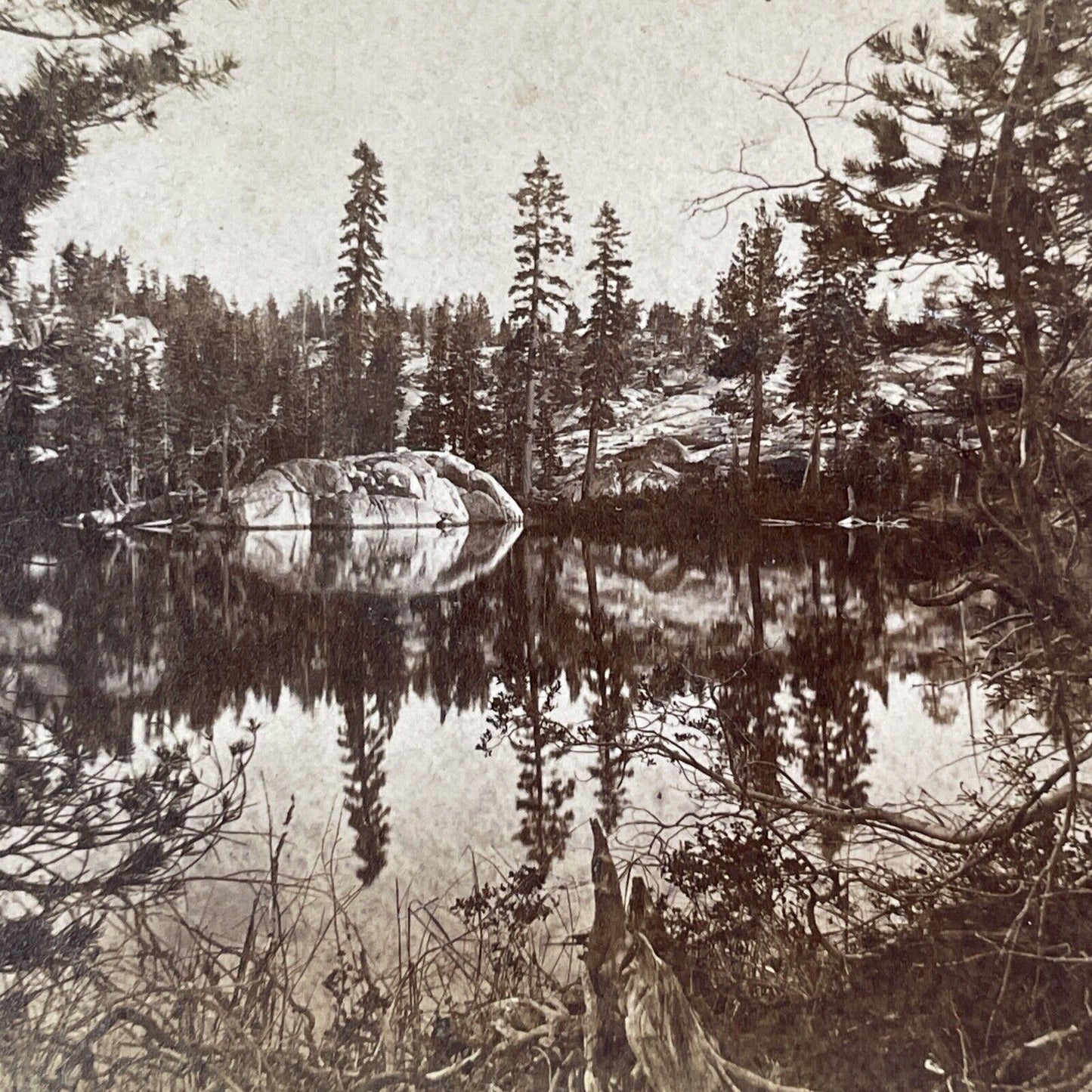 Lake Angela Donner Pass Summit Stereoview California C.L Pond Antique c1870 Y026