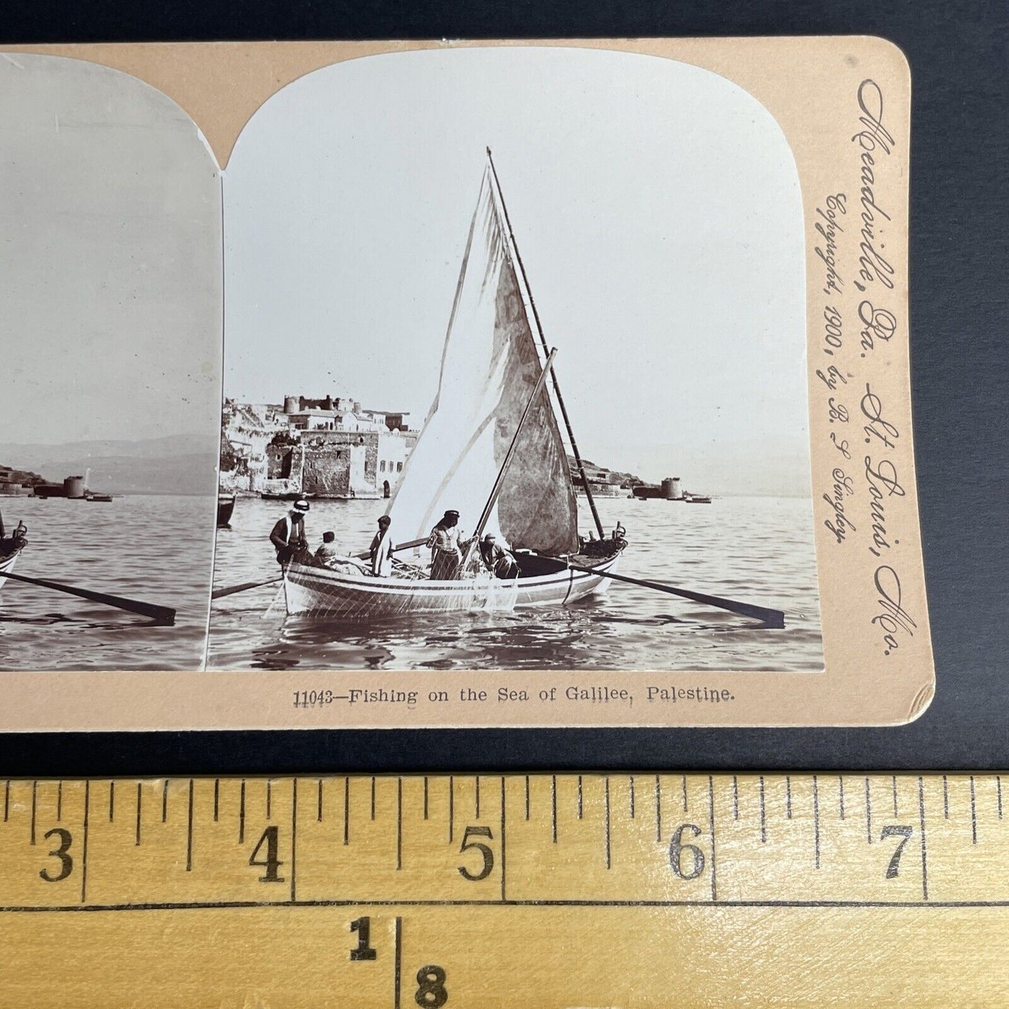 Antique 1900 Palestinian Fisherman Sea Of Galilee Stereoview Photo Card P948