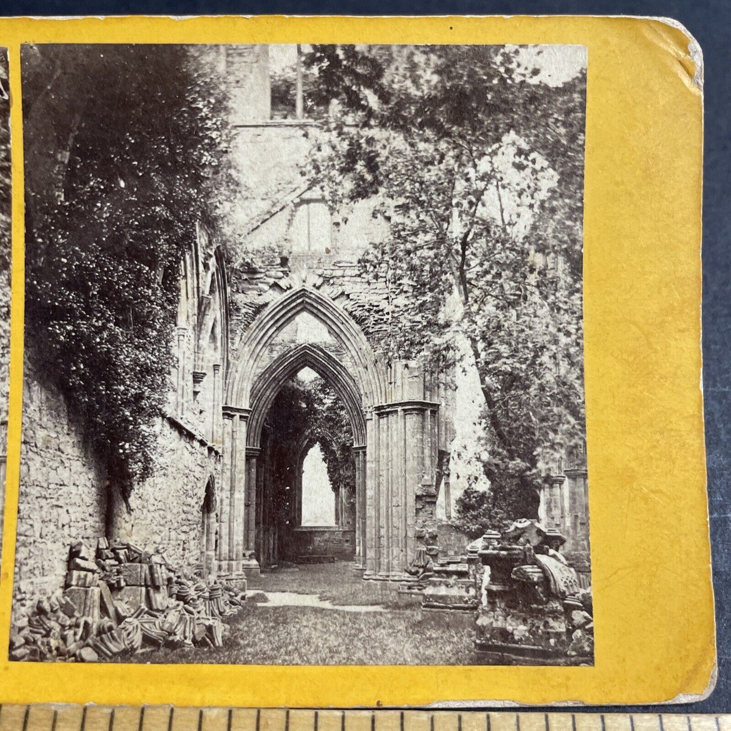 Antique 1860s Ruins Of Tintern Abbey England Stereoview Photo Card P4548