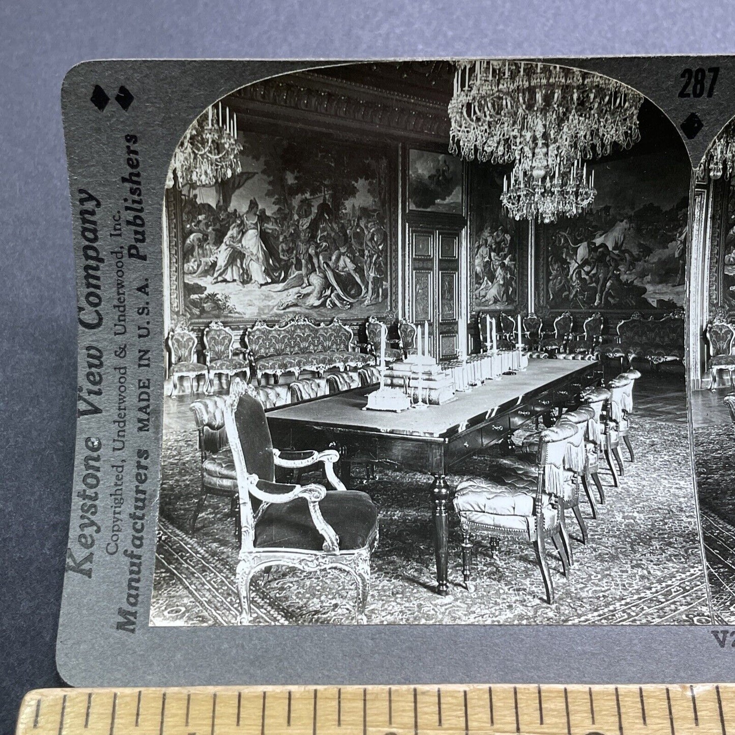 Antique 1920s Royal Council Room Stockholm Sweden Stereoview Photo Card V3004