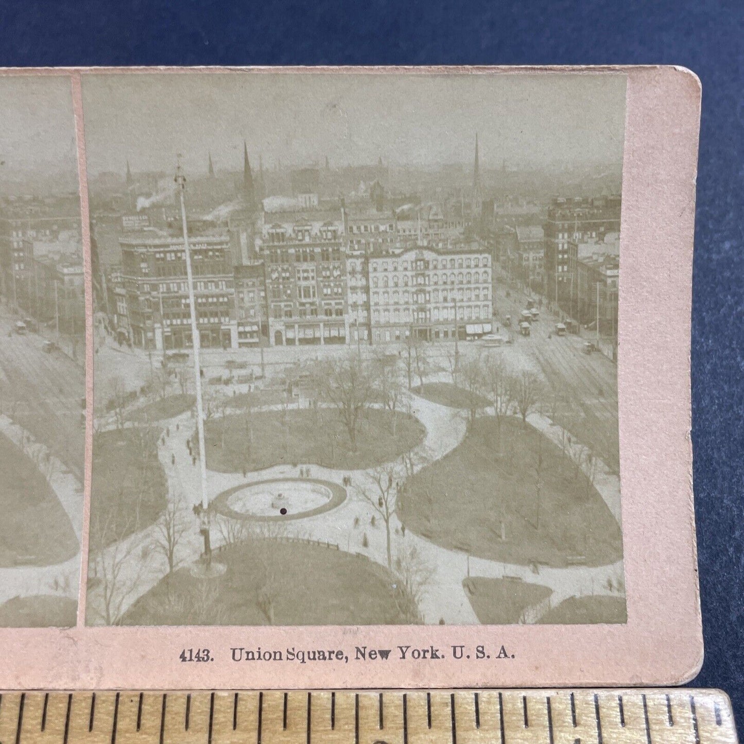 Antique 1890s Union Square Manhattan New York Stereoview Photo Card P856-11