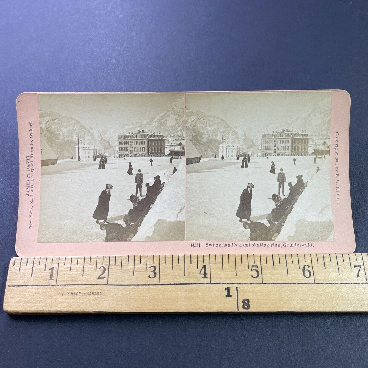 Antique 1901 Skating Rink Grindelwald Switzerland Stereoview Photo Card P3906