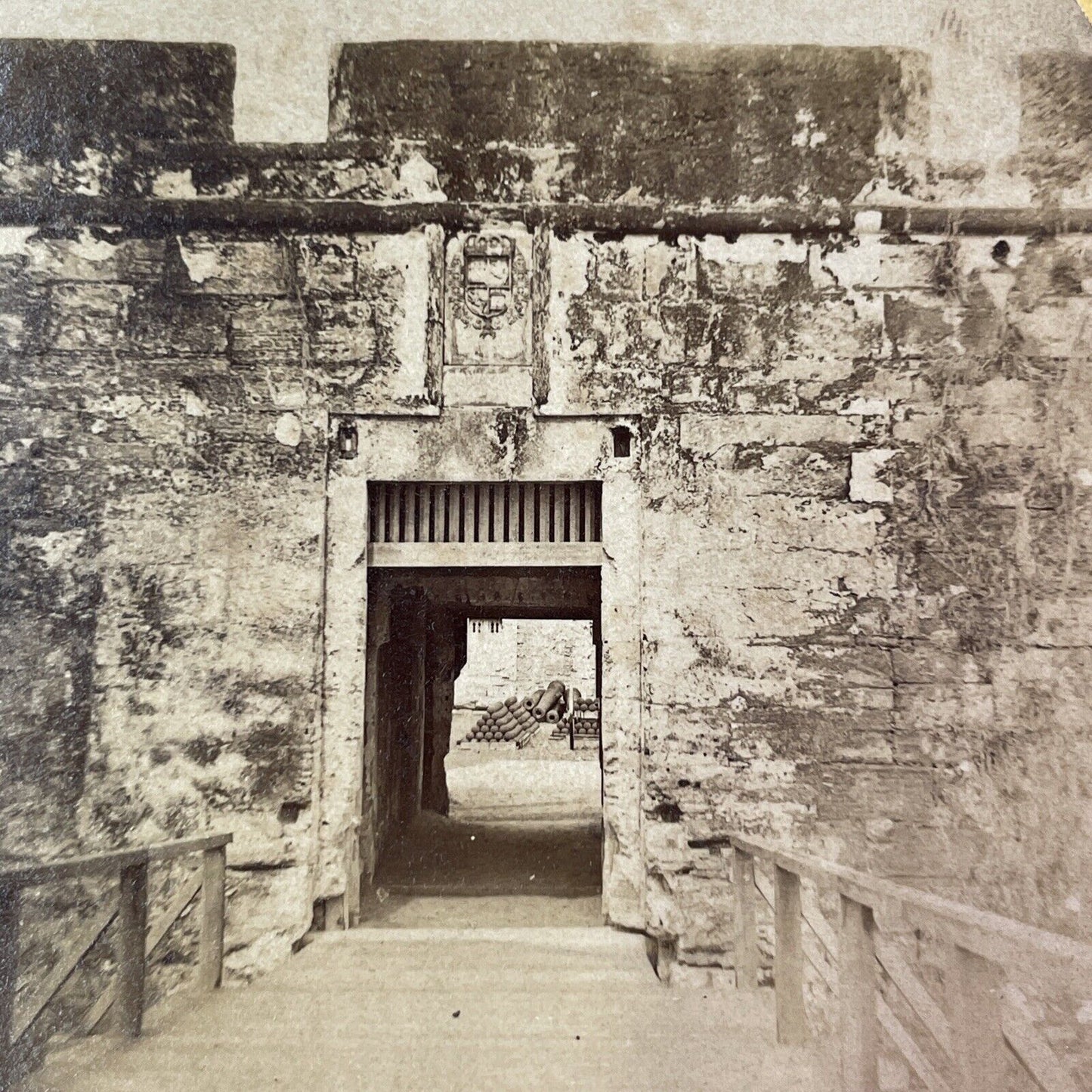 Fort Marion Gate & Cannons St. Augustine FL Stereoview George Pierron c1870 Y061