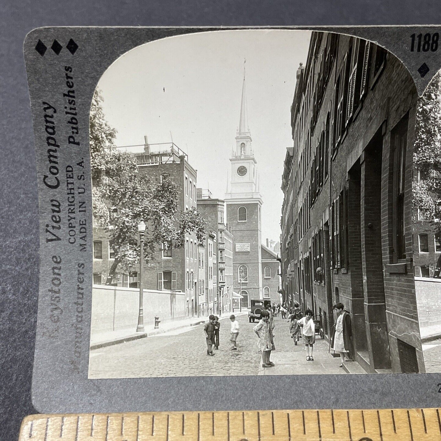 Antique 1910s Poor Children In Boston Massachusetts Stereoview Photo Card V2634