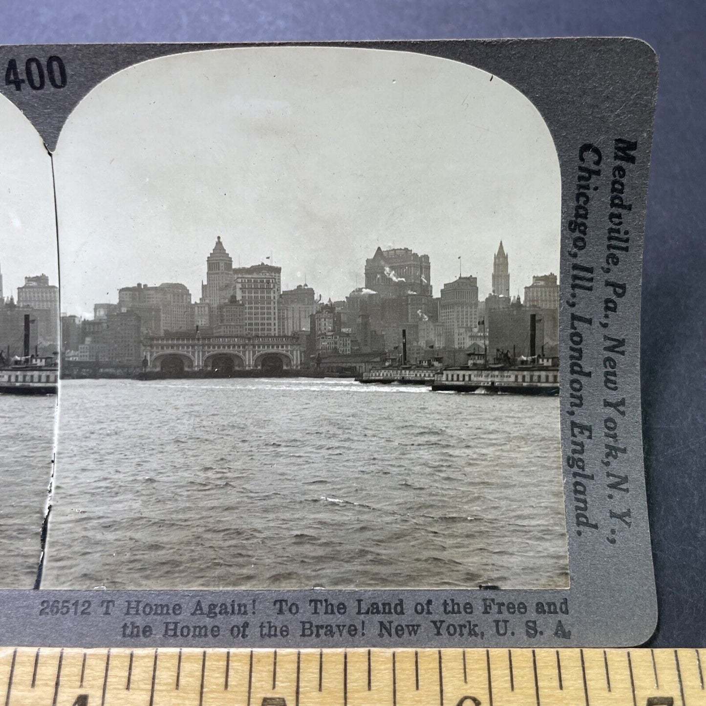 Antique 1920s Manhattan New York Harborfront Scene Stereoview Photo Card P3178