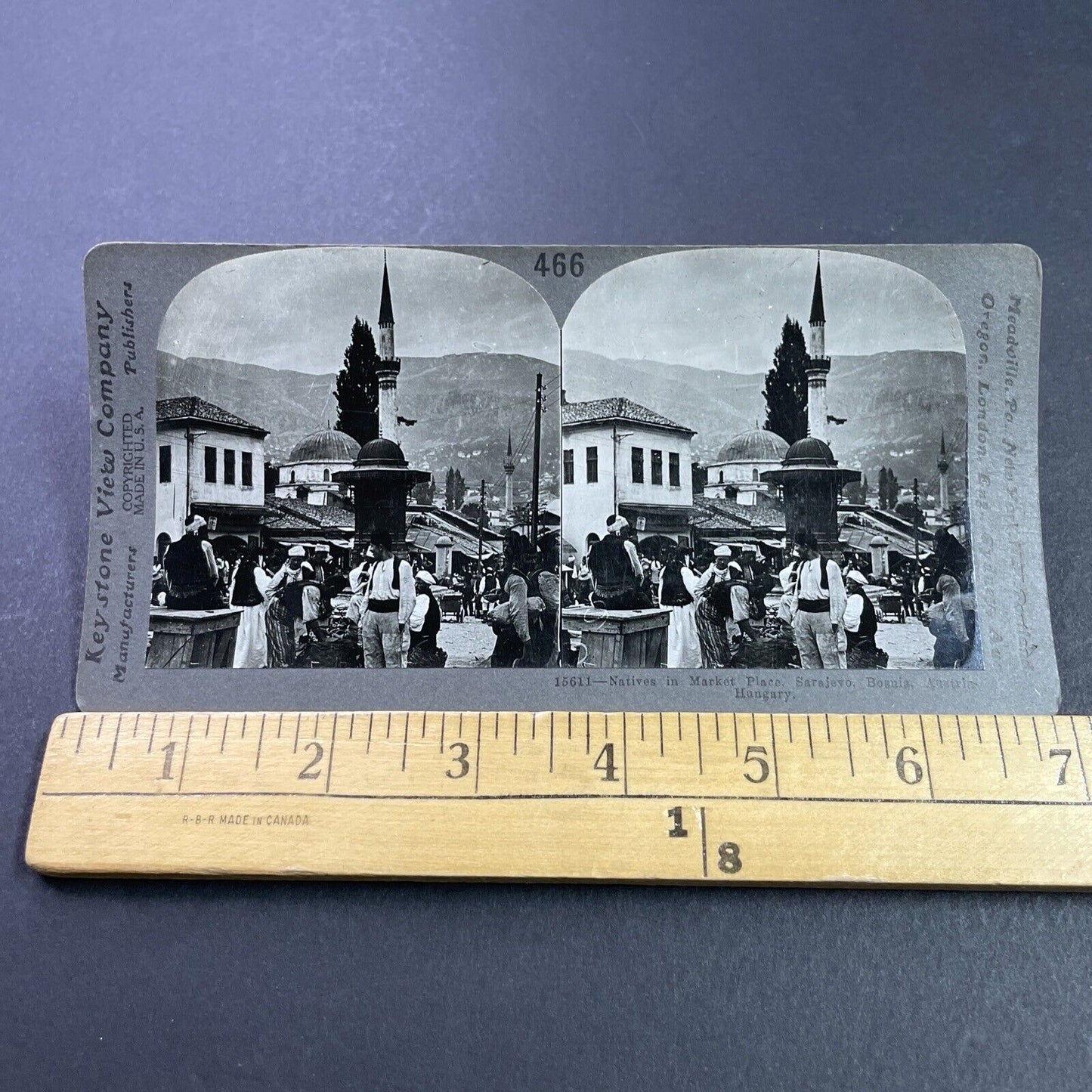 Antique 1910s Traditional Merchants Sarajevo Bosnia Stereoview Photo Card P3693